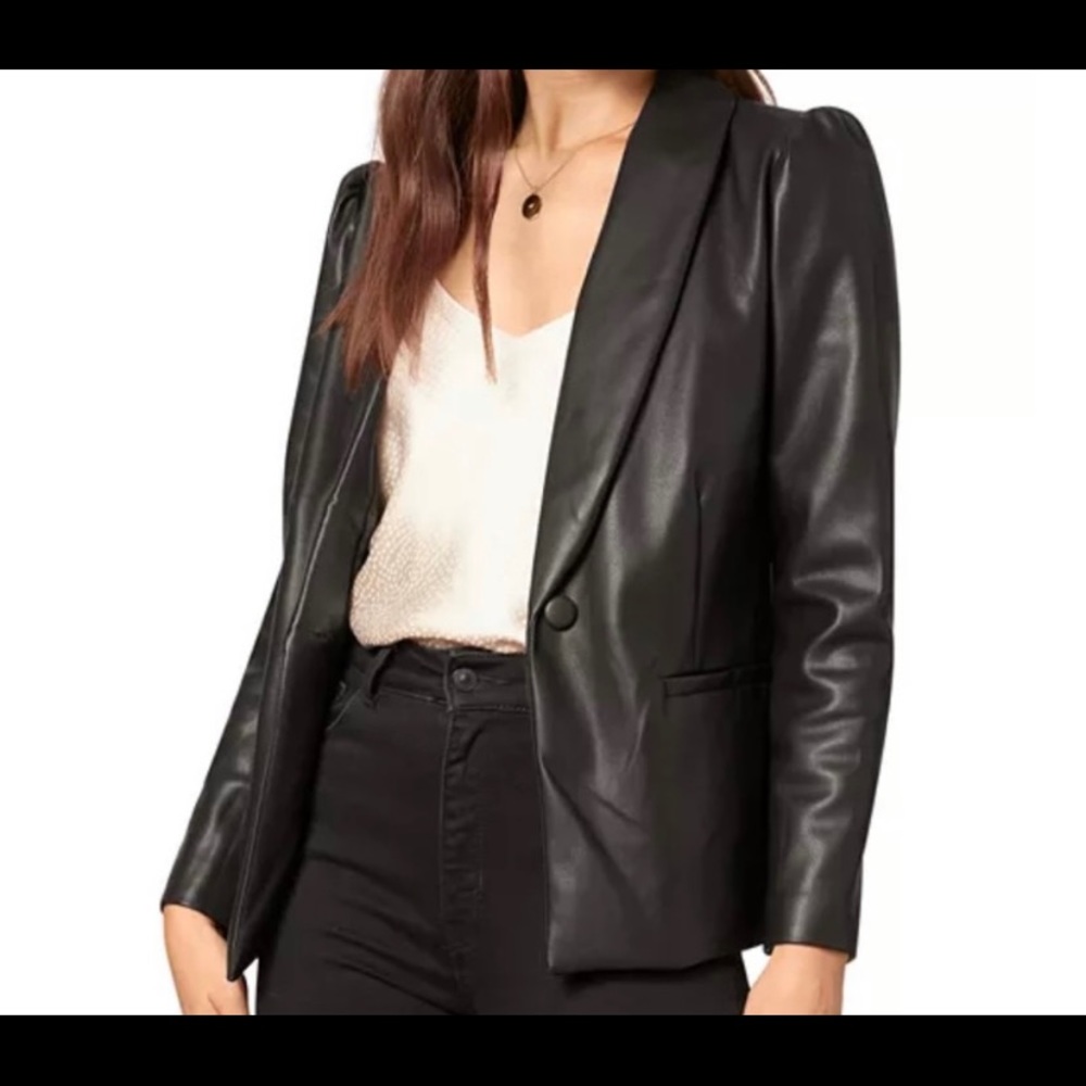 Cupcakes and Cashmere Fallon Vegan Leather Blazer